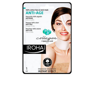 Maschera viso e collo anti-età in cotone Iroha Nature al collagene, 1 unità
