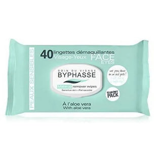 Lingettes démaquillantes Byphasse Aloe Vera pour peaux sensibles 40U 