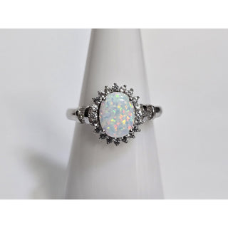Evolution Group Anello in argento 35060.1 con opale bianco sintetico e cristalli Preciosa