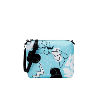 Vuch Nuria Flowers Line Blauwe crossbodytas met bloemenprint