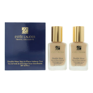 Set Duo Estee Lauder Double Wear - Fondotinta liquido a lunga tenuta senza oli finitura opaca 1W2 sabbia SPF 10 2 pezzi 30 ml