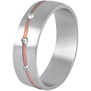 Beneto exclusive SPD07 zweifarbiger Damenring aus Stahl - Umfang: 52 mm