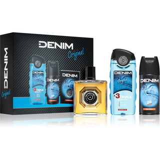Denim Original dopobarba 100 ml deodorante spray 150 ml bagnoschiuma 250 ml — Set uomo