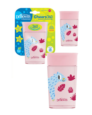 Dr. Brown's Bicchiere 360 Senza Beccuccio Rosa 300 ml — Tazza Antigoccia