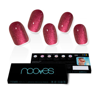 Nooves Fogli per unghie in gel glitterato premium Ruby Claret 20 unità — Fogli per unghie in gel