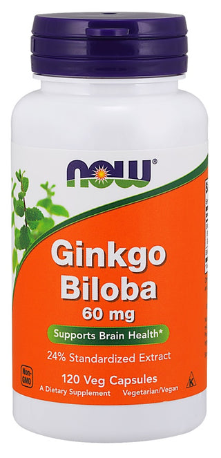 Now Foods Ginkgo Biloba 60mg 120 vegetabilske kapsler — Kosttilskudd