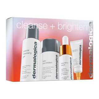 Zestaw oczyszczający + rozświetlający Dermalogica: Specjalny żel do mycia twarzy 50 ml + Codzienny mikrozłuszczający puder złuszczający 13 g + Rozświetlające serum do twarzy z witaminą C Biolumina-C 10 ml + Rozświetlające serum pod oczy Biolumina-C 6 ml