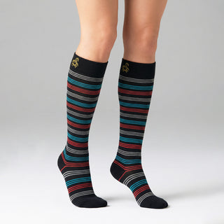 Solidea Stripe Game Crono Gambaletti Compressione Graduata 15-21 mmHg 5-XXL Nero, Rosso, Azzurro, Bianco — Sääriosat asteittaisella kompressiolla