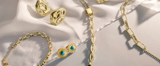 Emily westwood Gold Plated da donna Collana con Blue Beads EWN23039G