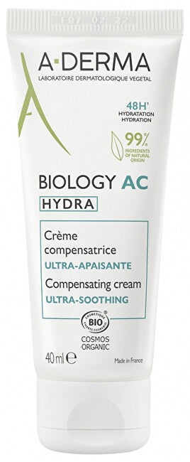 A-Derma Crema Lenitiva Per La Pelle Biology Ac Hydra (Crema Ultra-Lenitiva Compensatrice) 40 Ml