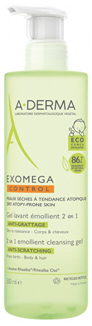 A-Derma Exomega Control Gel Detergente 2 In 1 Per Pelli Secche Soggette A Eczema Atopico (Gel Detergente Emolliente) 500 Ml
