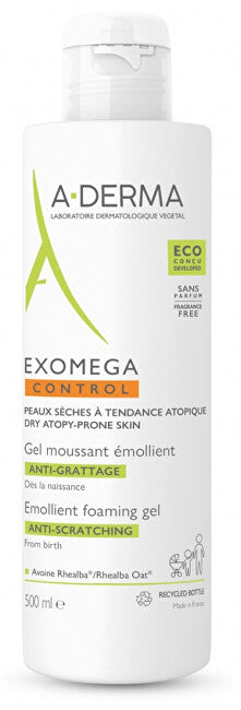 A-Derma Gel Schiumogeno Emolliente Per Pelli Secche Soggette A Eczema Atopico Exomega Control (Gel Schiumogeno Emolliente) 500 Ml