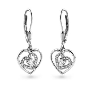 Again Jewelry Orecchini Pendenti A Forma Di Cuore Con Zirconi Cubici Ajns0067