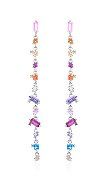 Agato AGT-E081PC Pendientes largos brillantes de circonitas de colores