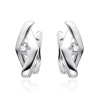 Agato Modern Silver Earrings With Zircon Agt-E253Fw 