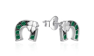 Agato Silver Horseshoe Orecchini with Green Zircons AGT-E168PGR