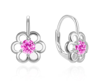 Agato Silver flower Orecchini with pink zircon AGT-E225LP