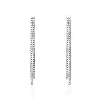 Agato Long Earrings With Rhinestones And Zirconia Agt-E262Pw 
