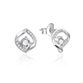 Agato Elegant silver studs with zircons AGT-E237PW