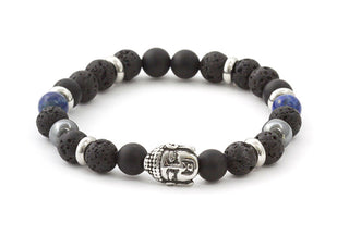 Agato Bracciale Con Perline In Pietra Lavica, Agata E Lapislazzuli Mink115/19