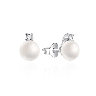 Agato Fashionable silver Orecchini with pearl and zircons AGT-E242PW-P8