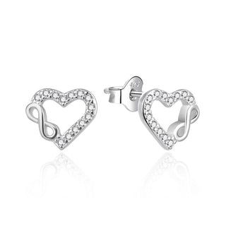 Agato Silver Heart Earrings with Infinity Agt-E230Pw 