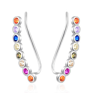 Agato Pendientes largos de plata con circonitas de colores AGT-E027VC