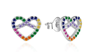Agato Heart-shaped silver Orecchini with colored zircons AGT-E173PC