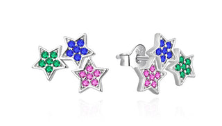 Agato Orecchini A Stella In Argento Con Zirconi Colorati Agt-E166Pc