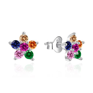Agato Silver flower Orecchini with colored zircons AGT-E172PC