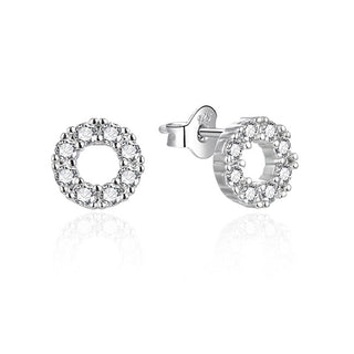 Agato Silver Earrings with Transparent Zirconia Circle Agt-E178Pw 