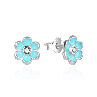 Agato Silver Orecchini with blue enamel Flower AGT-E232PT