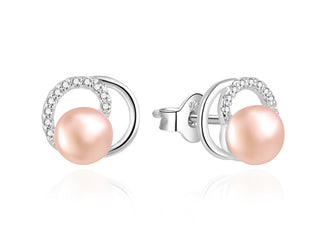 Agato Silver Orecchini with genuine pink pearl and zircons AGT-E216PW-PPI