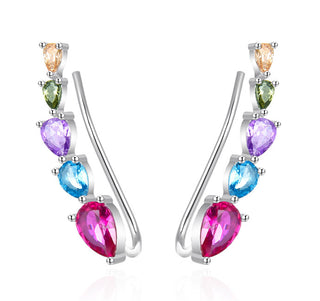 Agato Pendientes largos de plata con circonitas de colores AGT-E082VC