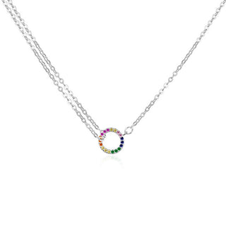 Agato Silver Collana with zircons Circle AGT-N035C