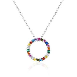 Agato Collana In Argento Anello Con Zirconi Colorati Agt-N032C (Catena, Pendente)