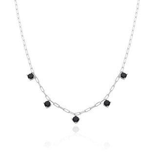Agato AGT-N020BK Svart Zirconia Silver Halsband