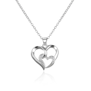 Agato Silver Collana with Ciondolo Double heart AGT-N027W (chain, Ciondolo)