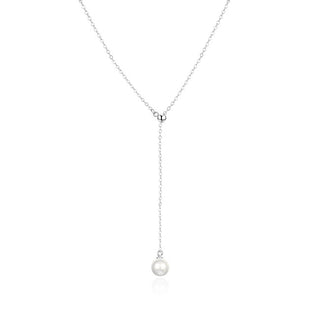 Agato Flexible Silver Necklace with Freshwater Pearl AGT-N003W-P