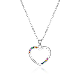 Agato Silver Collana Heart with colored zircons AGT-N042C (chain, Ciondolo)
