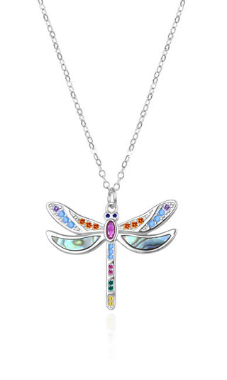 Agato Collana In Argento Libellula Con Zirconi Colorati Agt-N040C (Catena, Pendente)