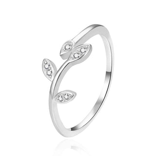 Agato Glittering silver Anello with leaves AGT-R65W - Circuit: 60 mm