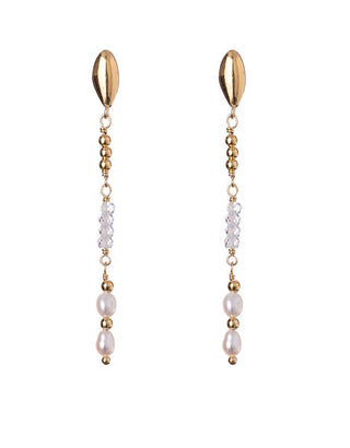 Alisia Boucles d’oreilles longues plaquées or avec perles véritables et zircons Al4814.01.000 