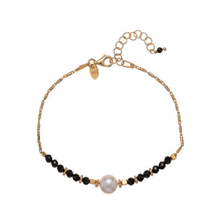 Alisia Bracciale placcato oro con spinello nero e perla di fiume AL4110-Oro-Spinello