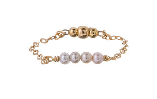 Alisia Gold-Plated Chain Ring with Synthetic Pearls Al5168.01.000.D - Size: 57 Mm 