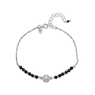 Alisia Bracciale In Argento Con Spinello Nero E Perla Di Fiume Al4110-Argento-Spinello