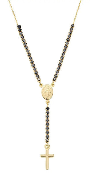 Amen Unique gold-plated Collana with black zircons Rosary CLCRMIGNZ4