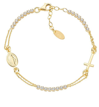 Amen Unique gold-plated Bracciale with zircons Rosary BRCRMIGBZ3