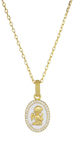 Amen Gold-plated children´s Collana Angel with zircons Angels CLANSMGB (chain, Ciondolo)