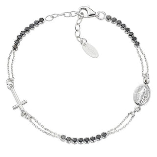 Amen Bracciale rosario in argento con zirconi neri BRCRMIBNZ3